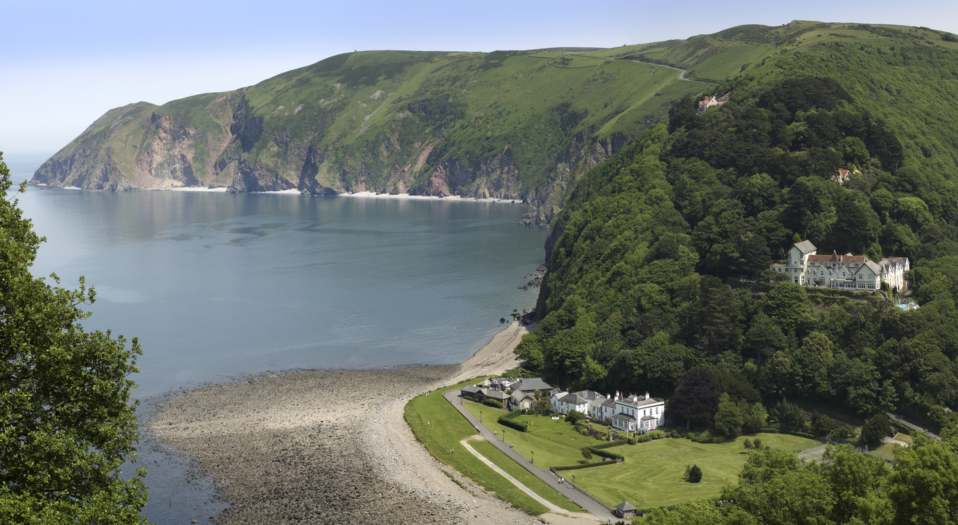 the rocky shore and headland at lynmouth North Devon